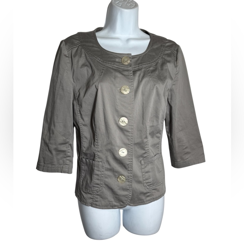 J Jill blazer Size 8 Petite Women's Gray Button-Up Jacket with Pockets 🩶